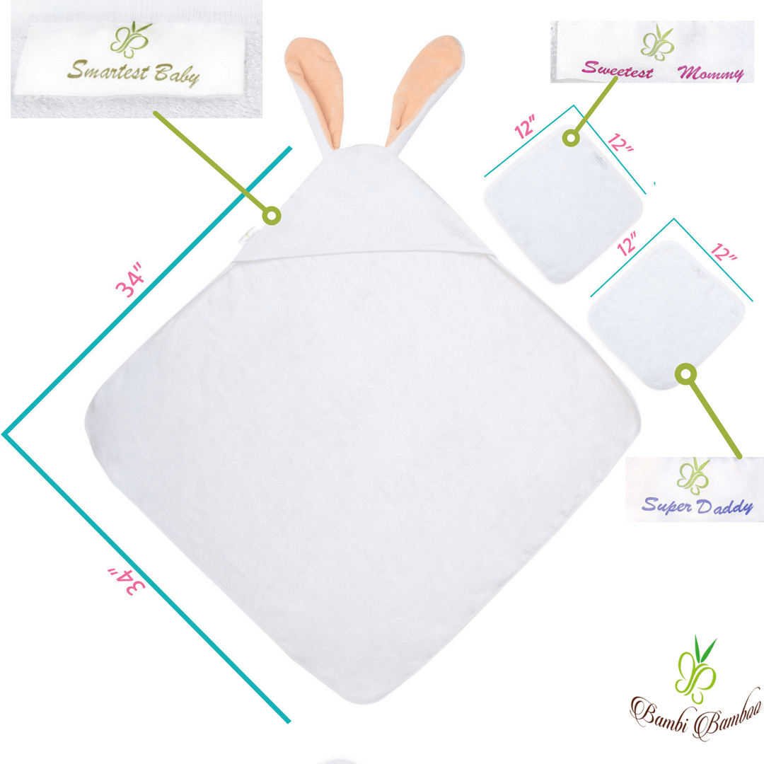 Amber Bunny Hooded Towel & 2 Washcloths